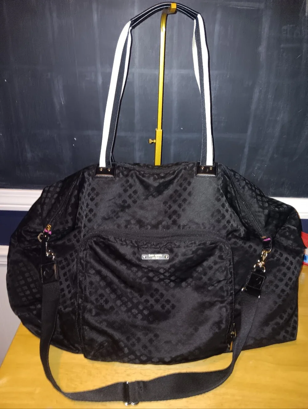 Kate Spade Rare Weekender Black Duffel Bag With Long Strap